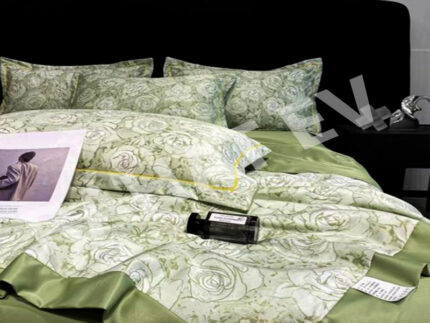 GREEN ROSE BED SHEET SET